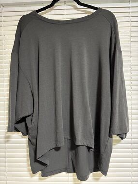 Zenana Outfitters Oversized Boatneck Long Sleeve Top in Charcoal
